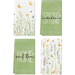 Artoid Mode Flower Home Spring Kitchen Towels Dish Towels, 18x26 Inch Seasonal Decoration Hand Towels Set of 4