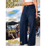Women's Low Rise Baggy Jeans with Star Design, Soft Straight Wide Leg Pants, Lightweight and Comfortable