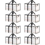 8 Pack Extra Large Heavy Duty Moving Bags, Clear Storage Bins with Lids, Reinforced Handles & Heavy-Duty Zippers Moving Boxes Storage Bags Totes for Clothes Packing, Dorms, College Supplies, Clear