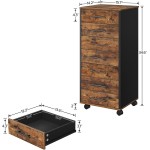 HOOBRO 7-Drawer File Cabinet, Wooden Office Cabinet with Drawers, Mobile Storage Filing Drawer for Home Office, Study, Easy Assembly, Rustic Brown and Black BF07WJ01