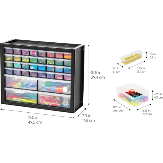 IRIS USA Screw Tool Organizer Small Parts Cabinet Chest, 36-Drawer Hardware Electronics Nuts Bolts Storage Drawers Organization Toolbox Garage Craft Business Teacher Beads Scrapbook Art Hobby - Black