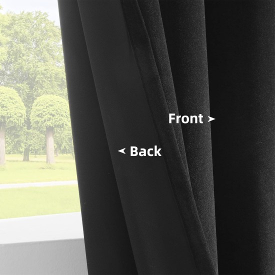 Joydeco Black Velvet Curtains 90 inch Length 2 Panels, Luxury Blackout Rod Pocket Thermal Insulated Window Curtains, Super Soft Room Darkening Drapes for Living Dining Room Bedroom,W52 x L90 inches