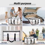 8 Pack Extra Large Heavy Duty Moving Bags, Clear Storage Bins with Lids, Reinforced Handles & Heavy-Duty Zippers Moving Boxes Storage Bags Totes for Clothes Packing, Dorms, College Supplies, Clear