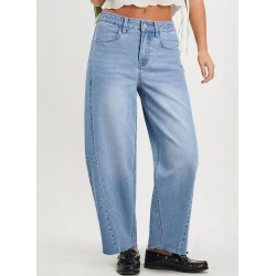 Dokotoo Casual Jeans for Women Loose Baggy Wide Leg Jeans Woman High Waisted Stretchy Denim Pants with Pockets