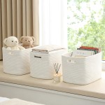 3 Pack Woven Storage Baskets for Shelves,13.5"×11"×9.5"Organizing Bins,Gift Baskets for Toys/Books/Towels/Clothes,Storage box for Nursery,Bedroom&Living Room Home Organization(White) 3 Pack Woven Storage Baskets for Shelves,13.5"×11"×9.5"Organizing Bins,Gift Baskets for Toys/Books/Towels/Clothes,Storage box for Nursery,Bedroom&Living Room Home Organization(White)