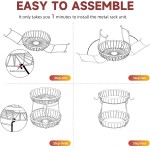 2 Tier Large Fruit Basket for Kitchen Counter with 2 Banana Hangers, Metal Stackable Fruit Bowl for Kitchen Counter for Bread Vegetable Fruits, Black