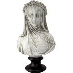 Design Toscano Veiled Maiden Indoor Bust Statue, 9 Inch Wide, 14 Inch Tall, Cast Stone Resin, Antiqued White Finish with a Black Painted Base
