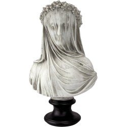 Design Toscano Veiled Maiden Indoor Bust Statue, 9 Inch Wide, 14 Inch Tall, Cast Stone Resin, Antiqued White Finish with a Black Painted Base