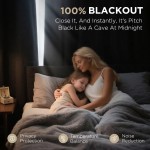 Joydeco 100% Blackout Curtains for Bedroom 84 Inch Long, Linen Black Out Curtains 2 Panels Set With Grommet for Living Room Window, Thermal Insulated Full Light Blocking Drapes Privacy Protection,52"W