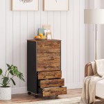 HOOBRO 7-Drawer File Cabinet, Wooden Office Cabinet with Drawers, Mobile Storage Filing Drawer for Home Office, Study, Easy Assembly, Rustic Brown and Black BF07WJ01