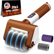 Electric Grill Brush, 2-Speed BBQ Grill Brush with LED Light/Screen Powerful Cleaning 800RPM/4000mAh/2 Brush Heads No Bristle Shedding Rechargeable Lightweight Grill Cleaner for Outdoor/Camping
