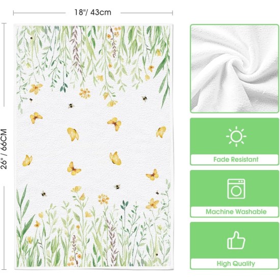Artoid Mode Flower Home Spring Kitchen Towels Dish Towels, 18x26 Inch Seasonal Decoration Hand Towels Set of 4