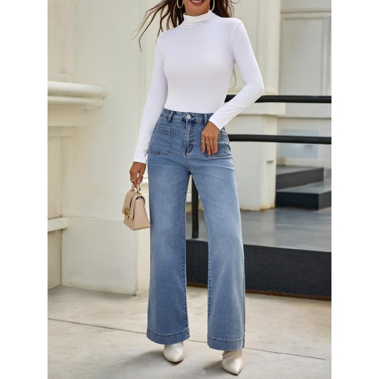 Cicy Bell Womens High Waisted Straight Leg Jeans Trendy Loose Denim Pants with Pockets Cicy Bell Womens High Waisted Straight Leg Jeans Trendy Loose Denim Pants with Pockets