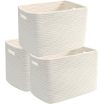 3 Pack Woven Storage Baskets for Shelves,13.5"×11"×9.5"Organizing Bins,Gift Baskets for Toys/Books/Towels/Clothes,Storage box for Nursery,Bedroom&Living Room Home Organization(White) 3 Pack Woven Storage Baskets for Shelves,13.5"×11"×9.5"Organizing Bins,Gift Baskets for Toys/Books/Towels/Clothes,Storage box for Nursery,Bedroom&Living Room Home Organization(White)