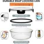 Razab 30 PC Glass Food Storage Containers with Lids - Reusable Glass Meal Prep Containers for Lunch and Leftovers - Airtight & Leakproof Snap Locking Lids - Oven, Freezer, Microwave, Dishwasher Safe