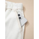 Sidefeel Women's Wide Leg Jeans High Waisted Elastic Stretchy Straight Leg Trendy Drawstring Baggy Pull On Denim Pants