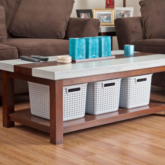 Sterilite 6-Pack Tall Weave Basket, Woven Plastic Storage Baskets for Organization, Cement Gray - Organizing Bin Containers with Handles for Bedroom, Bathroom, Dorm, Laundry Room, and Closet