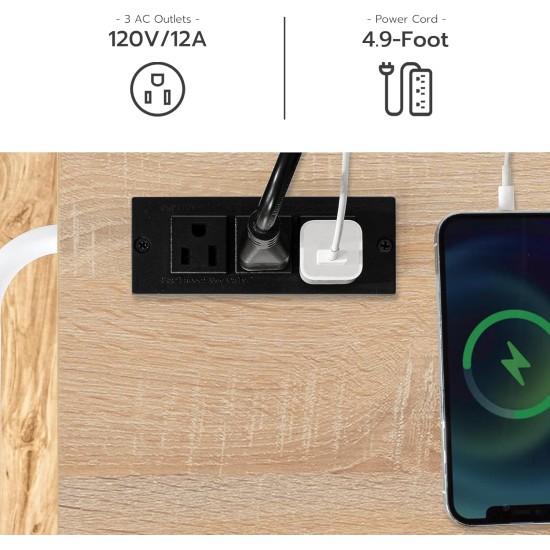 HOOBRO Kitchen Island with Power Outlet, Kitchen Storage Island with Spice Rack and Drawer, Rolling Kitchen on Wheels, for Home, Dining Room, Natural and White WN82UZD01G1