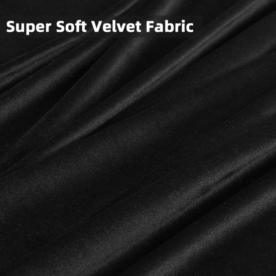 Joydeco Black Velvet Curtains 90 inch Length 2 Panels, Luxury Blackout Rod Pocket Thermal Insulated Window Curtains, Super Soft Room Darkening Drapes for Living Dining Room Bedroom,W52 x L90 inches