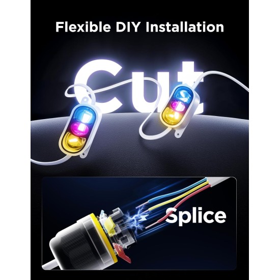 Govee Permanent Outdoor Lights Prism, 200ft with 72 Triple-Color Lighting Heads, 100+ Scene Modes, Up to 60lm for Outdoor Decor, IP68 Waterproof, Works with Alexa, Google Assistant & Matter, White