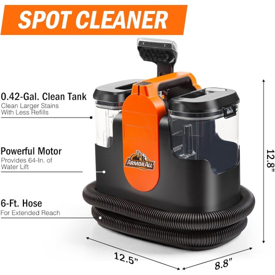Armor All SCC301 0901 Upholstery & Carpet Cleaner, Car and Auto Detailer with Tools for Pets, Area Rugs and Couches