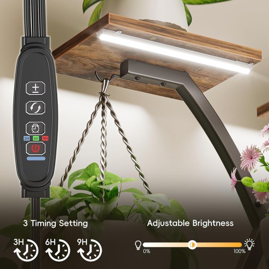 Plant Stand Indoor with Grow Lights - 7 Tiered Metal Corner Shelf for Multiple Plants, 63" Corner Plant Stand for Indoor Plants, X-Shaped Plant Rack for Home, Living Room, Office & Patio Decor