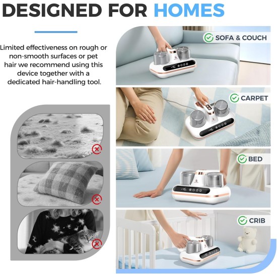 Mattress Vacuum Cleaner - 5-in-1 Cordless Bed Vacuum Cleaner, Powered by UV-C Light & Ultrasonic Technology, 16Kpa Strong Suction,Low Noise,Suitable for Dust, Pet Hair, Etc. Mattress Vacuum Cleaner - 5-in-1 Cordless Bed Vacuum Cleaner, Powered by UV-C Light & Ultrasonic Technology, 16Kpa Strong Suction,Low Noise,Suitable for Dust, Pet Hair, Etc.