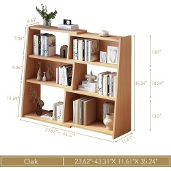 IOTXY Wooden Extendable Shelf Bookcase - 3-Tier Ladder Low Short Bookshelf for Small Space or Corner, Oak, S