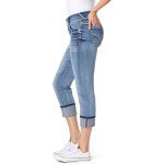 WallFlower Luscious Curvy 23.5” Mid-Rise Cropped Jeans for Women, Insta Stretch Denim Juniors Jeans