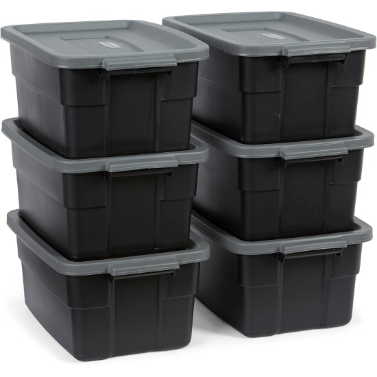 Rubbermaid 6-Pack Heavy Duty Durable 3 GAL Totes for Storage with Snap Lids and Handles, Plastic Storage Bins Stackable Black Gray for Home and Garage (3 GAL - 6 Pack Solid Black and Grey) Rubbermaid 6-Pack Heavy Duty Durable 3 GAL Totes for Storage with Snap Lids and Handles, Plastic Storage Bins Stackable Black Gray for Home and Garage (3 GAL - 6 Pack Solid Black and Grey)