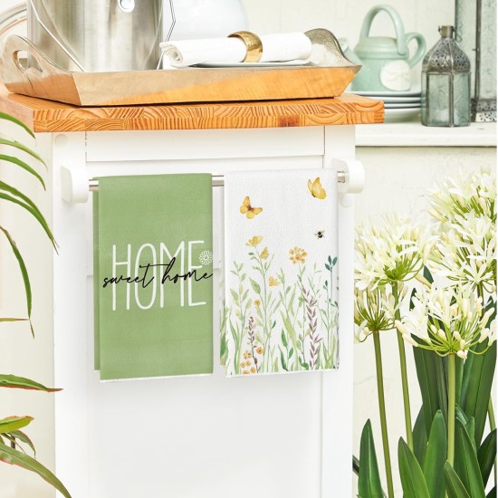 Artoid Mode Flower Home Spring Kitchen Towels Dish Towels, 18x26 Inch Seasonal Decoration Hand Towels Set of 4