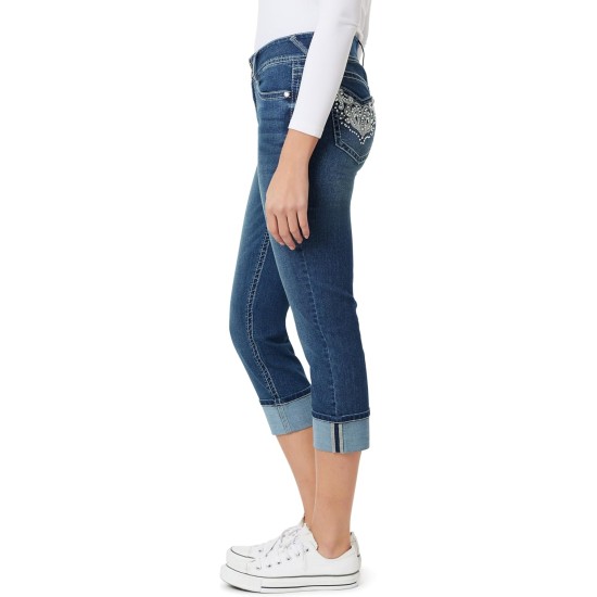 WallFlower Women's Luscious Curvy 23.5" Crop Mid-Rise Bling Insta Stretch Juniors (Standard and Plus) WallFlower Women's Luscious Curvy 23.5" Crop Mid-Rise Bling Insta Stretch Juniors (Standard and Plus)