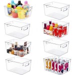 Set of 8 Large Clear Plastic Storage Bins (8L), Storage Containers for Pantry Organization and Kitchen Storage Bins,Home Edit and Cabinet Organizers