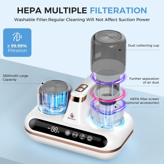 Mattress Vacuum Cleaner - 5-in-1 Cordless Bed Vacuum Cleaner, Powered by UV-C Light & Ultrasonic Technology, 16Kpa Strong Suction,Low Noise,Suitable for Dust, Pet Hair, Etc. Mattress Vacuum Cleaner - 5-in-1 Cordless Bed Vacuum Cleaner, Powered by UV-C Light & Ultrasonic Technology, 16Kpa Strong Suction,Low Noise,Suitable for Dust, Pet Hair, Etc.