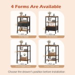 SUPERJARE Nightstand with Charging Station, Bed Side Table with Adjustable Fabric Drawer, Night Stand for Bedroom, 3-Tier Storage End Table, for Living Room, Rustic Brown and Black SUPERJARE Nightstand with Charging Station, Bed Side Table with Adjustable Fabric Drawer, Night Stand for Bedroom, 3-Tier Storage End Table, for Living Room, Rustic Brown and Black