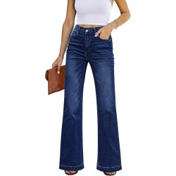 GRAPENT Womens Flare Jeans High Waisted Wide Leg Baggy Jean for Women Stretch Denim Pants