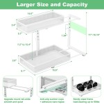 Under Sink Organizer, Height Adjustable 2 Tier Under Sink Organizers and Storage, Slide Out Metal Cabinet Organizers, Pull Out Sink Storage Drawer Shelf for Kitchen Bathroom Cabinet, White, 2 Pack