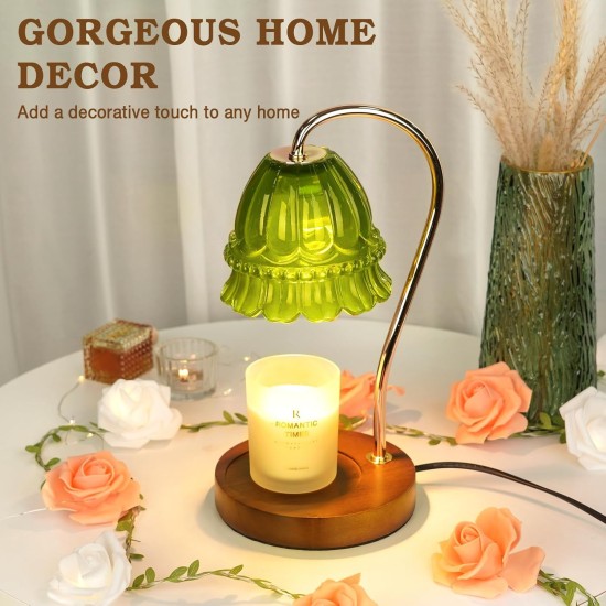Dimmable Candle Warmer Lamp with Timer, Green Flower Candle Lamp Warmer for Jar Candles, Unique Women Mom Birthday Gifts Ideas, Fall Decor for Home Bedroom Living Room Dimmable Candle Warmer Lamp with Timer, Green Flower Candle Lamp Warmer for Jar Candles, Unique Women Mom Birthday Gifts Ideas, Fall Decor for Home Bedroom Living Room