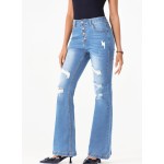 Sidefeel Women's High Waisted Bell Bottom Bootcut Jeans Flared Wide Leg Denim Pants