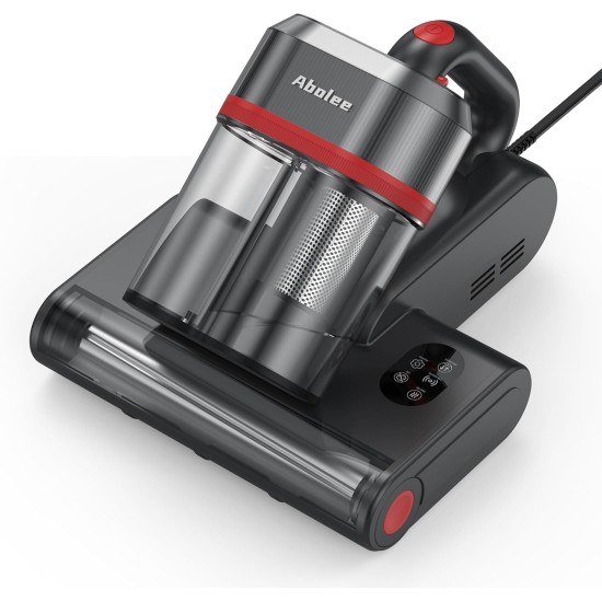 Abolee Bed Vacuum Cleaner, 6-in-1 Mattress Vacuum Cleaner Bed Vacuum Cleaner with UV-C Light & 15kPa Suction, Powerful Double-Cup Handheld Vacuum, Corded Handheld Vacuum for Dust, Silver-Gray