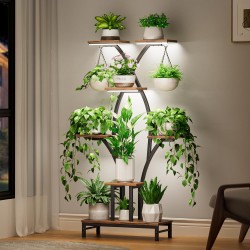 Plant Stand Indoor with Grow Lights - 7 Tiered Metal Corner Shelf for Multiple Plants, 63" Corner Plant Stand for Indoor Plants, X-Shaped Plant Rack for Home, Living Room, Office & Patio Decor
