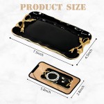 Vintage Decorative Tray Jewelry Tray Towel Tray Storage Tray Rings Necklace Bracelets Earrings Trays Cosmetics Jewelry Organizer Retro Design Bow Decor Resin Plate Coquette Room Decor (Black)