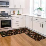 Artoid Mode Black Mushrooms Butterfly Spring Kitchen Mats Set of 2, Home Decor Low-Profile Kitchen Rugs for Floor - 17x29 and 17x47 Inch