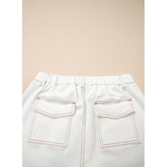 Sidefeel Women's Wide Leg Jeans High Waisted Elastic Stretchy Straight Leg Trendy Drawstring Baggy Pull On Denim Pants