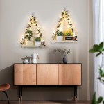 EXIN DECHEN Floating Shelves for Wall No Drilling,Wall Shelves,Hanging Shelf,Leaves and Light Strip with Flower,Set of 2 Plant Decor for Home Livingroom Bedroom,Led Room Decor Aesthetic,Gift