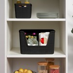 Curver Set of 4 Large 18L Easy Access Jute Decorative Plastic Organization and Storage Baskets - Perfect Bins for Home Office, Closet Shelves, Kitchen Pantry and All Bedroom Essentials, Black