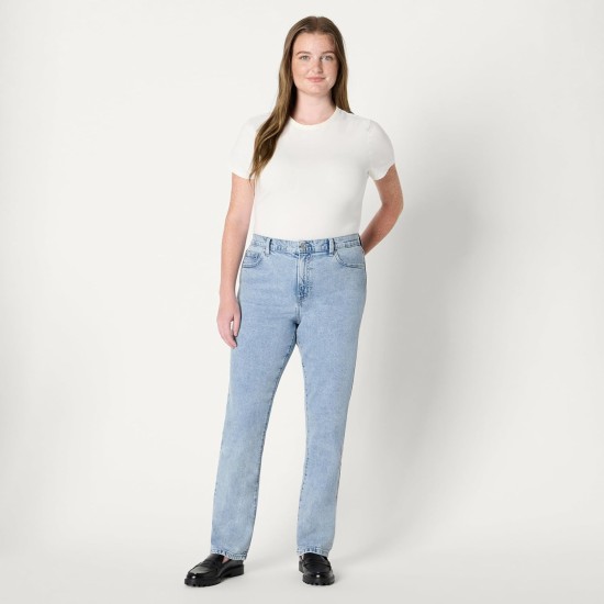 Amazon Essentials Women's Medium Stretch Slim-Fit Mid-Rise Straight Leg Jeans