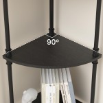 Aduanbang Fun Memories 3-Tier Corner Shelf Stand, Grey Storage Bookshelf for Bathroom, Living Room, Kitchen, Home Office