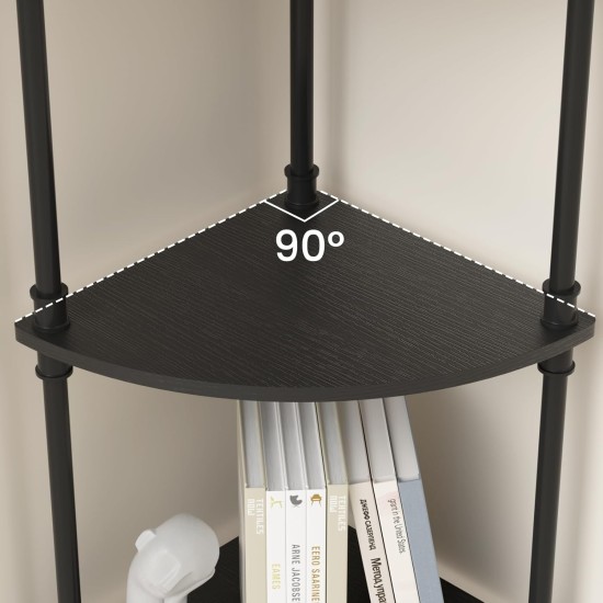 Aduanbang Fun Memories 3-Tier Corner Shelf Stand, Grey Storage Bookshelf for Bathroom, Living Room, Kitchen, Home Office