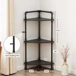 Aduanbang Fun Memories 3-Tier Corner Shelf Stand, Grey Storage Bookshelf for Bathroom, Living Room, Kitchen, Home Office